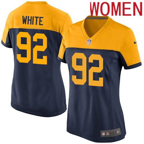 Women Green Bay Packers #92 Reggie White Navy Blue Nike Alternate Game NFL Jersey->women nfl jersey->Women Jersey